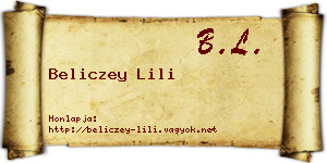 Beliczey Lili névjegykártya